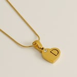 Gold color / 1 Piece Simple Series Simple Letter D Stainless Steel  Gold Color Rhinestone Unisex Pendant Necklaces Picture4